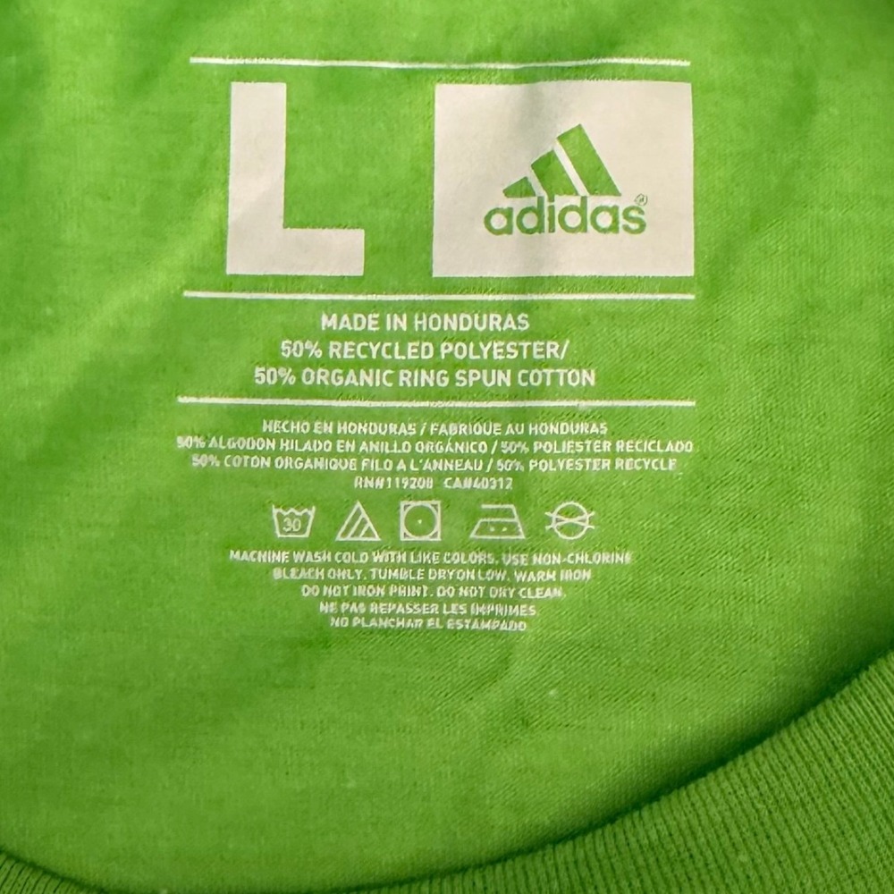 Adidas Mens Large T Shirt Lime Green Work Hard Stay Humble Graphic Motivational - Picture 4 of 7